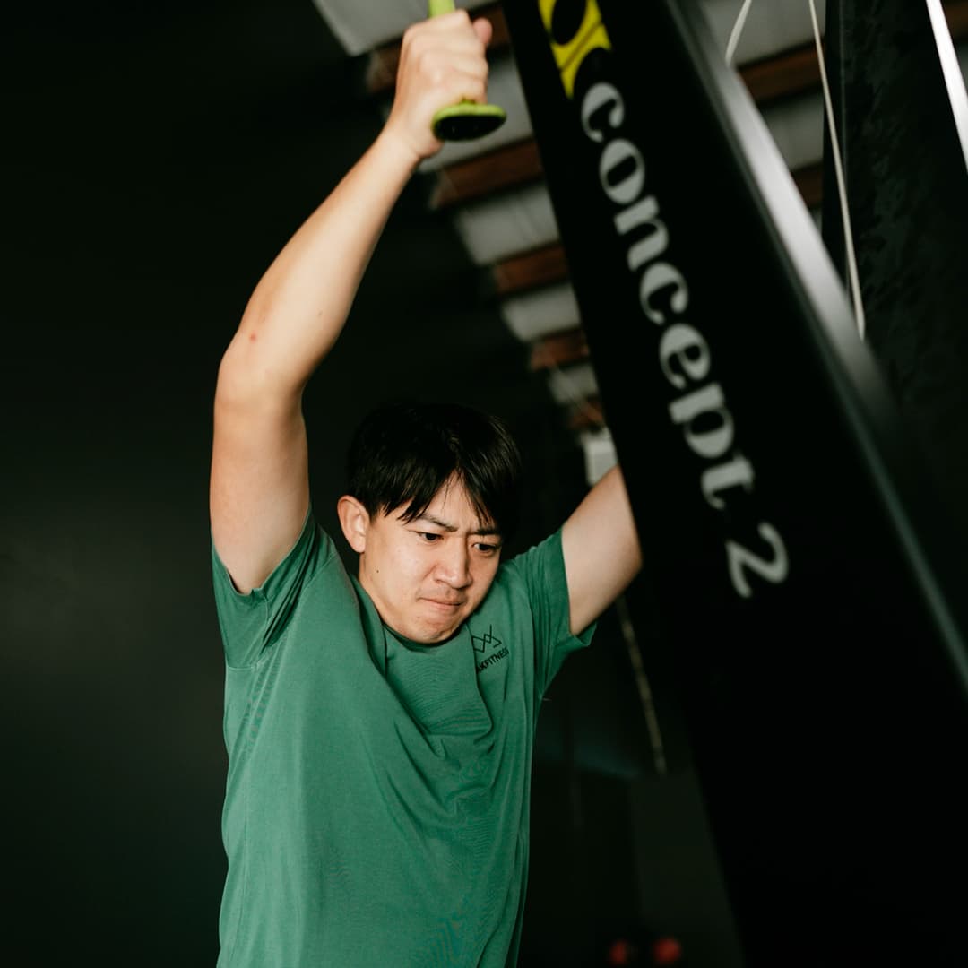 Member training on the SkiErg at Peak Fitness in Orem